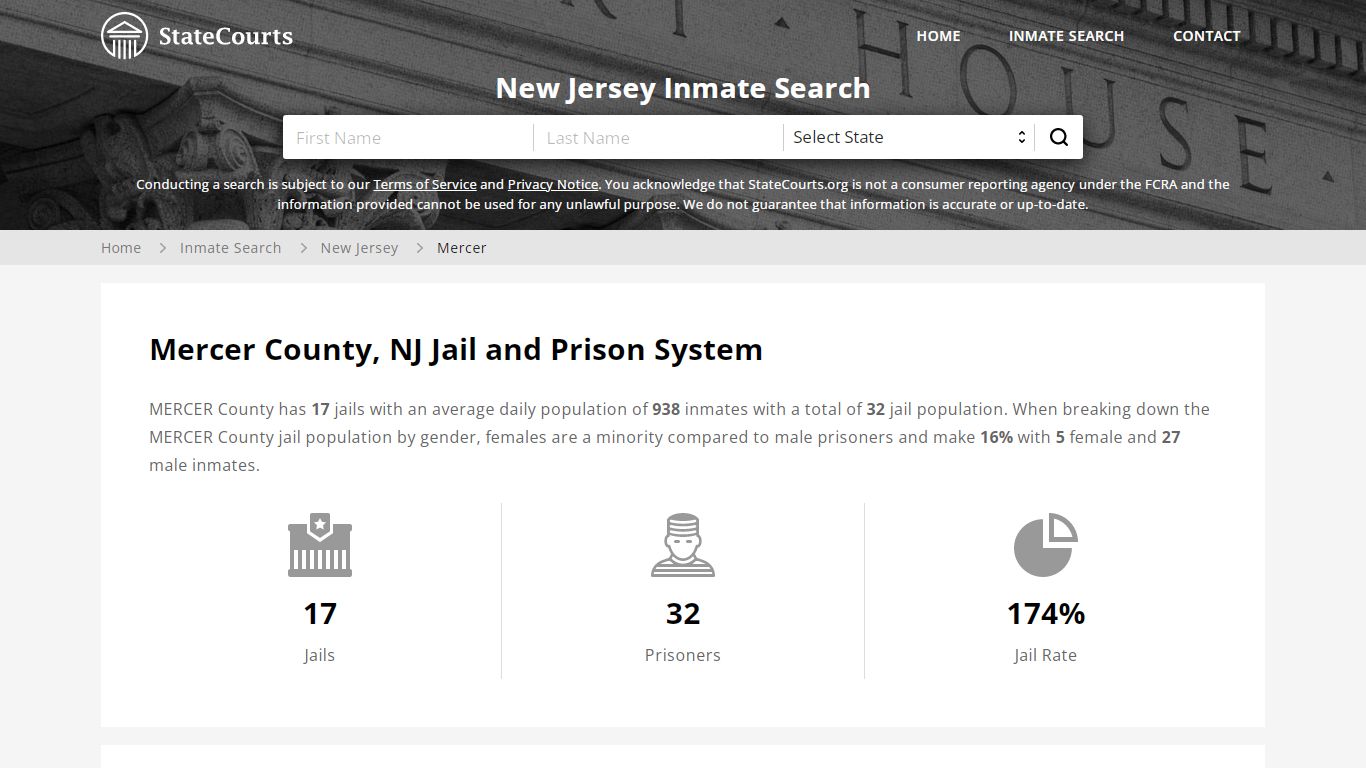 Mercer County, NJ Inmate Search - StateCourts